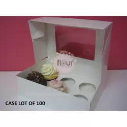 10X7X4.5 White Cupcake Box with Insert - Case Lot of 100