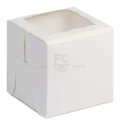 4X4 Single White Cupcake Box